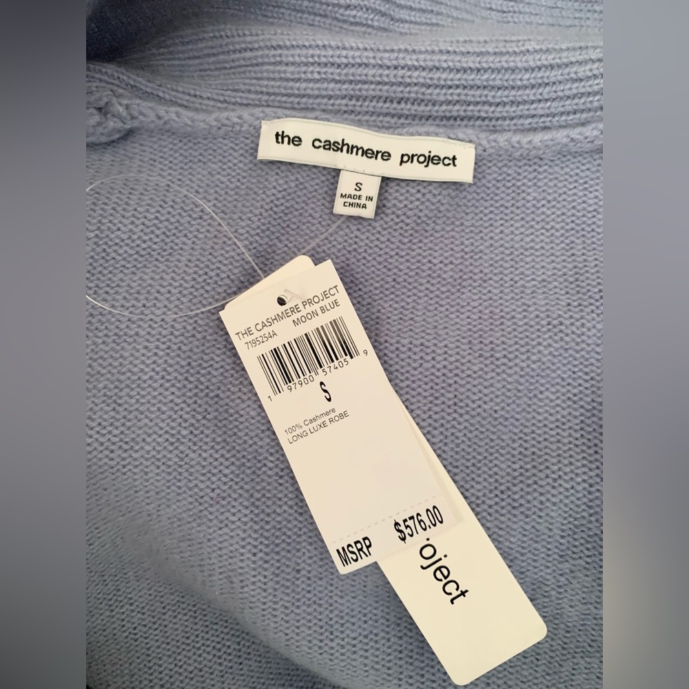 The Cashmere Project luxe long robe 100% cashmere moon blue NWT - Picture 4 of 5